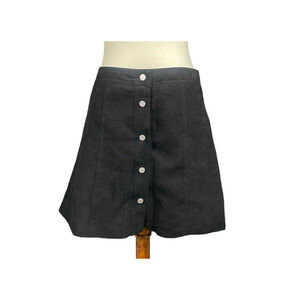 H&M Divided Skirt Women Size 10 Black Button Down Silver Buttons Preppy Mod